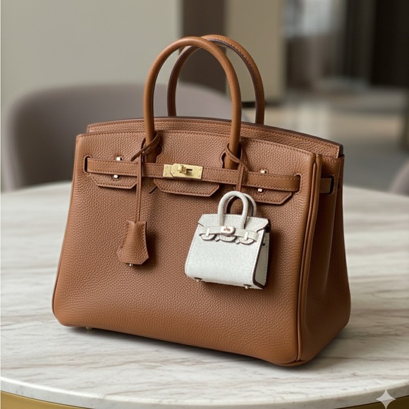 🐍👜 Handmade Genuine Leather Mini Pastel Snakeskin Birkin Textured Tote Bag Charm - Picture 9 of 9